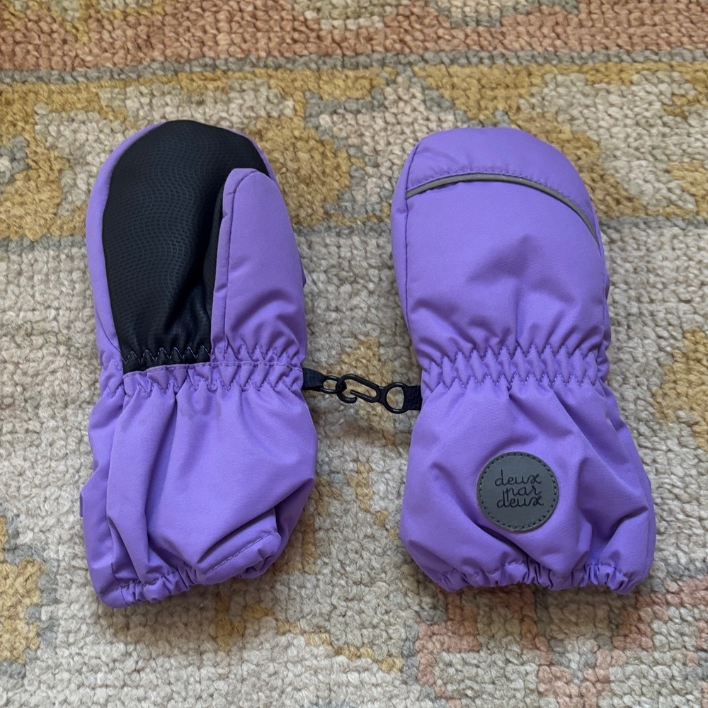 deux par deux Lavender Purple Kids Mittens with Black Grip